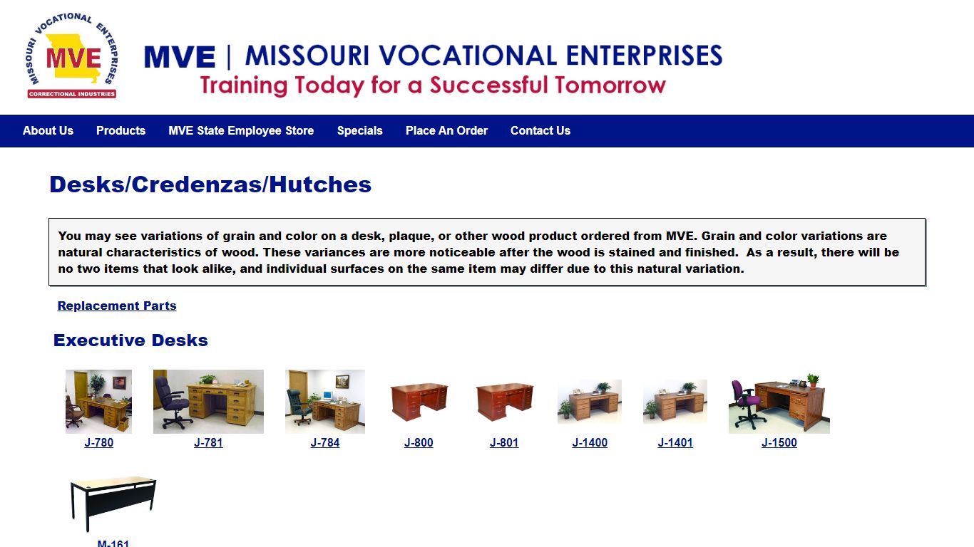 MVE: Desks/Credenzas/Hutches - Missouri Department of Corrections